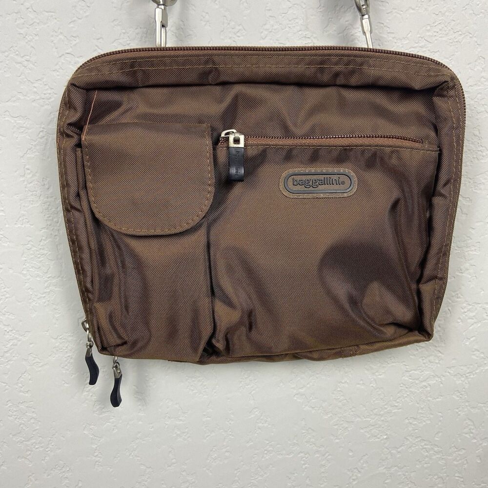 Baggallini Crossbody Organizer Convertible Waist Belt Hip Bag Travel Fanny Brown